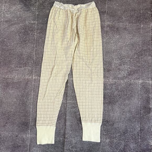 Men's Vintage 70's Duofold Beige Plaid Brown Long John Thermal Bottom Pants Sz M - Picture 1 of 4